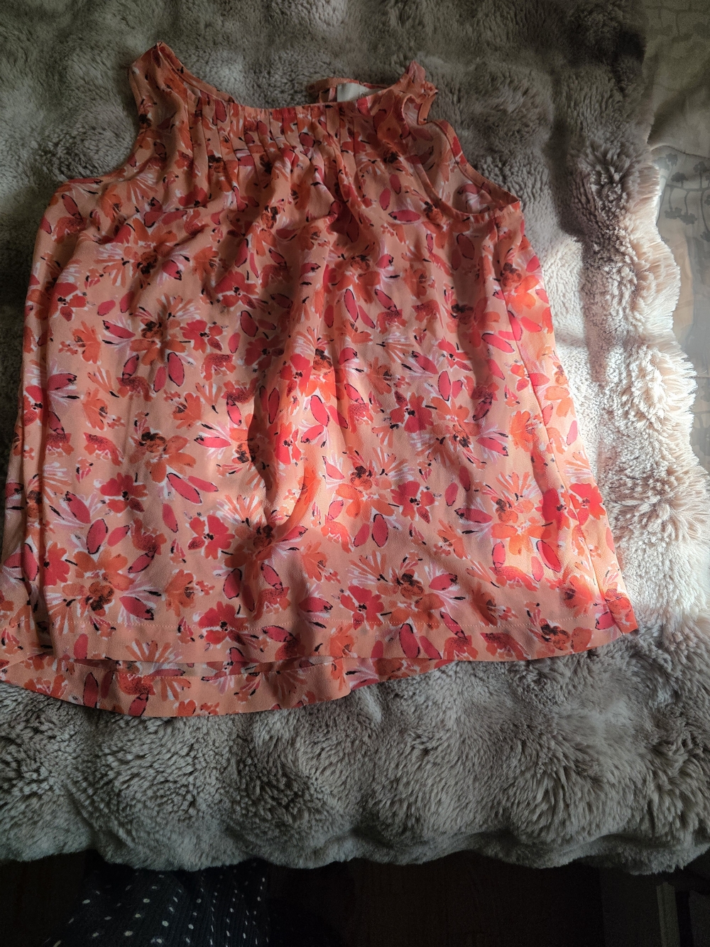 LOFT Peach Floral Sleeveless Blouse